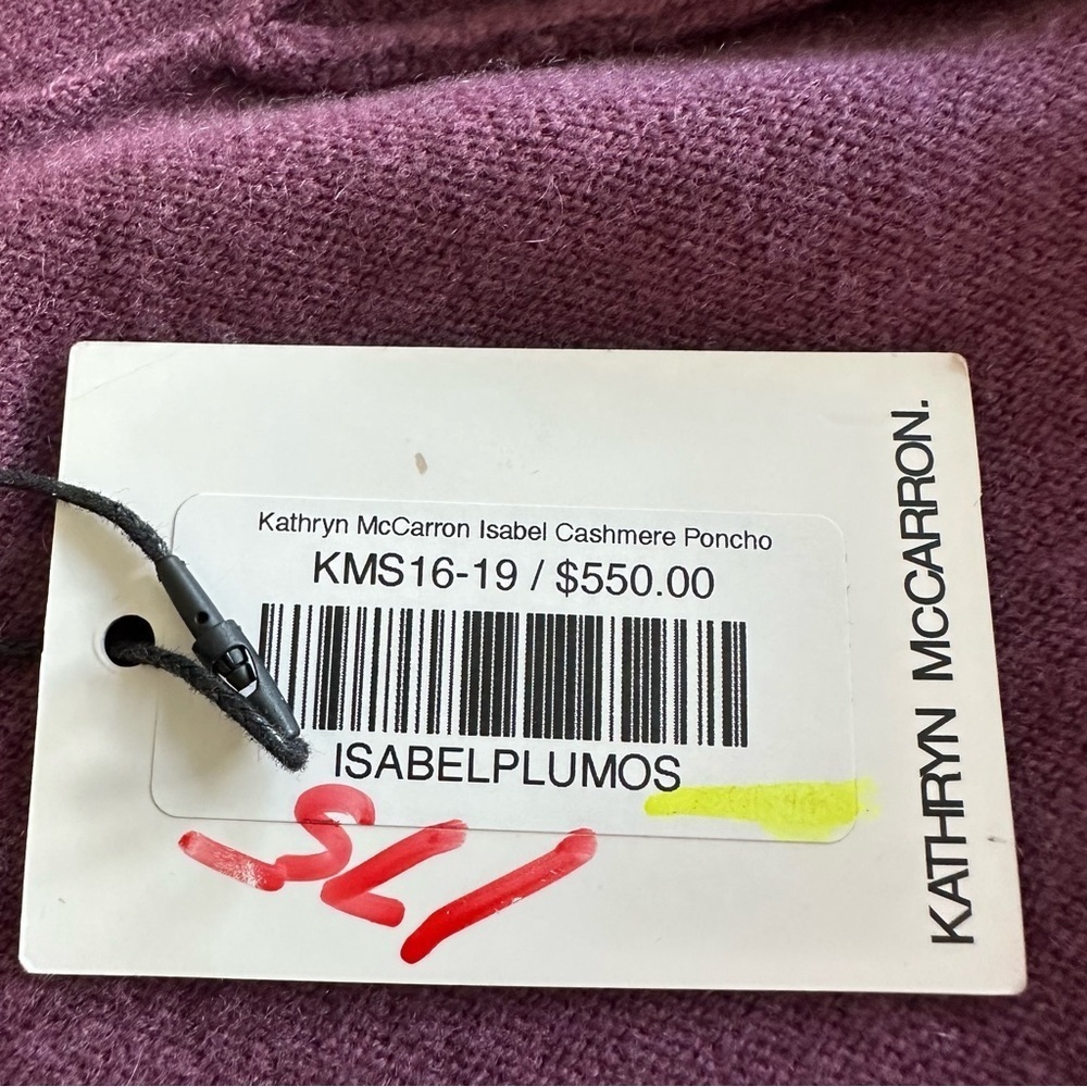 NWT KATHRYN McCARRON Isabel Cashmere Poncho Purple Size OS - Picture 9 of 12